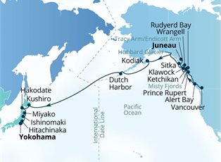 Seabourn Quest, 29 Night Alaska Autumn & Japan Fall Foliage ex Juneau, Alaska to Yokohama, Japan Seabourn Quest, 29 Night Alaska Autumn & Japan Fall Foliage ex Juneau, Alaska to Yokohama, Japan