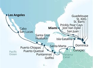 Seabourn Sojourn, 34 Night Caribbean Gems & Panama Canal ex Miami, Florida USA to Los Angeles, California