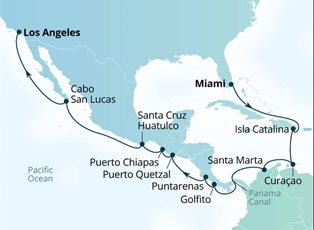 Seabourn Sojourn, 22 Night Panama Canal Passage ex Miami, Florida USA to Los Angeles, California