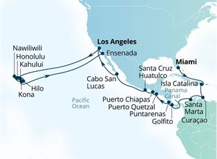 Seabourn Sojourn, 42 Night Panama Canal & Hawaiian Holiday ex Miami, Florida USA to Los Angeles, California