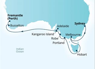Seabourn Sojourn, 16 Night World Cruise: Southern Australian Coasts ex Sydney, NSW, Australia to Perth (Fremantle), WA Australia