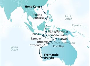 Seabourn Sojourn, 23 Night World Cruise: Australia, Indonesia & The Philippines ex Perth (Fremantle), WA Australia to Hong Kong