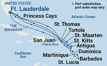 Sapphire Princess, 20 Night Caribbean Explorer ex Ft Lauderdale (Pt Everglades), USA Return