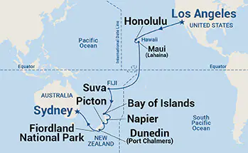 Island Princess, 26 Night WC Segment - South Pacific Crossing & Hawaii ex Los Angeles, California  to Sydney, NSW, Australia