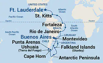 Sapphire Princess, 35 Night Antarctica & Brazilian Grand Adventure ex Ft Lauderdale (Pt Everglades), USA  to Buenos Aires, Argentina