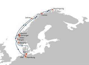 Europa 2, 13 Night Norway's Fjords And North Cape ex Hamburg, Germany to Kiel, Germany Europa 2, 13 Night Norway's Fjords And North Cape ex Hamburg, Germany to Kiel, Germany