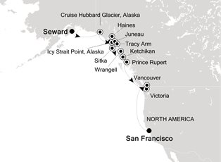 Silver Shadow, 16 Nights Seward, Alaska to San Francisco, California, USA