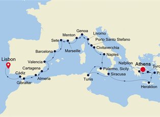 Silver Spirit, 27 Nights Athens to Lisbon ex Athens (Piraeus) Greece to Lisbon, Portugal