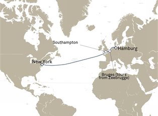 Queen Mary 2, 10 Nights Westbound Transatlantic Crossing ex Hamburg, Germany to New York, NY, USA