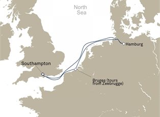 Queen Mary 2, 5 Nights Hamburg And Zeebrugge Short Break ex Southampton, England, UK Return