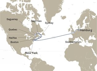 Queen Mary 2, 23 Nights Transatlantic Crossing ex New York, NY, USA to Hamburg, Germany