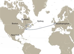 Queen Mary 2, 14 Nights Transatlantic Crossing ex Southampton, England, UK to Quebec, QC, Canada