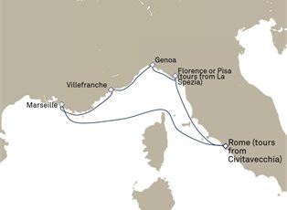 Queen Victoria, 7 Nights France And Italy ex Civitavecchia (tours to Rome), Italy Return