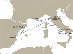 Queen Victoria, 7 Nights Italy ex Civitavecchia (tours to Rome), Italy to Barcelona, Spain