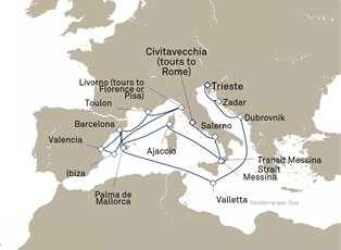 Queen Victoria, 21 Nights Adriatic And Western Mediterranean ex Trieste, Italy to Civitavecchia (tours to Rome), Italy Queen Victoria, 21 Nights Adriatic And Western Mediterranean ex Trieste, Italy to Civitavecchia (tours to Rome), Italy
