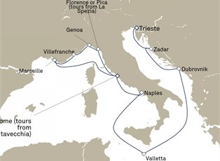 Queen Victoria, 14 Nights Adriatic And Western Mediterranean ex Trieste, Italy to Civitavecchia (tours to Rome), Italy