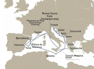 Queen Victoria, 21 Nights Italy ex Civitavecchia (tours to Rome), Italy to Barcelona, Spain