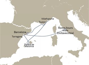 Queen Victoria, 7 Nights Western Mediterranean ex Civitavecchia (tours to Rome), Italy to Barcelona, Spain