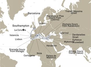 Queen Victoria, 31 Nights Mediterranean And Greek Islands ex Southampton, England, UK to Barcelona, Spain