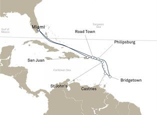 Queen Elizabeth, 12 Nights Eastern Caribbean ex Miami, Florida Return Queen Elizabeth, 12 Nights Eastern Caribbean ex Miami, Florida Return