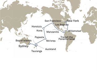 Queen Mary 2, 44 Nights New York To Sydney ex New York, NY, USA to Sydney, NSW, Australia