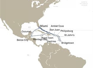 Queen Elizabeth, 21 Nights Caribbean ex Miami, Florida Return Queen Elizabeth, 21 Nights Caribbean ex Miami, Florida Return