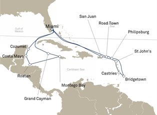 Queen Elizabeth, 21 Nights Caribbean ex Miami, Florida Return Queen Elizabeth, 21 Nights Caribbean ex Miami, Florida Return