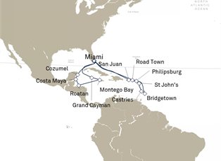 Queen Elizabeth, 21 Nights Caribbean ex Miami, Florida Return Queen Elizabeth, 21 Nights Caribbean ex Miami, Florida Return