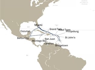Queen Elizabeth, 21 Nights Caribbean ex Miami, Florida Return Queen Elizabeth, 21 Nights Caribbean ex Miami, Florida Return