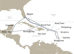 Queen Elizabeth, 21 Nights Caribbean ex Miami, Florida Return Queen Elizabeth, 21 Nights Caribbean ex Miami, Florida Return