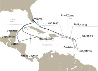 Queen Elizabeth, 21 Nights Caribbean ex Miami, Florida Return Queen Elizabeth, 21 Nights Caribbean ex Miami, Florida Return