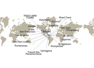 Queen Elizabeth, 40 Nights Seattle To Miami ex Seattle, Washington, USA to Miami, Florida Queen Elizabeth, 40 Nights Seattle To Miami ex Seattle, Washington, USA to Miami, Florida