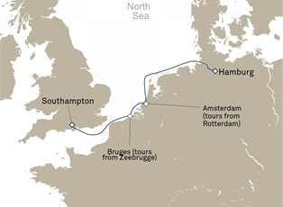Queen Anne, 5 Nights Rotterdam And Zeebrugge Short Break ex Hamburg, Germany to Southampton, England, UK