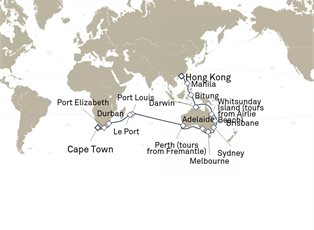 Queen Anne, 44 Nights Hong Kong To Cape Town ex Hong Kong, China to Cape Town, South Africa