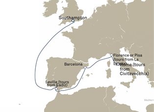 Queen Anne, 8 Nights Western Mediterranean ex Southampton, England, UK to Civitavecchia (tours to Rome), Italy