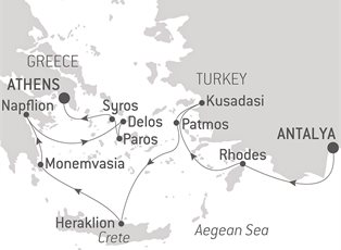 Le Dumont D'Urville, 9 Night The jewels of the Aegean ex Antalya, Turkey to Athens (Piraeus) Greece Le Dumont D'Urville, 9 Night The jewels of the Aegean ex Antalya, Turkey to Athens (Piraeus) Greece