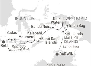 Le Jacques Cartier, 12 Night Tropical Indonesian odyssey ex Darwin, NT, Australia to Benoa, Bali, Indonesia Le Jacques Cartier, 12 Night Tropical Indonesian odyssey ex Darwin, NT, Australia to Benoa, Bali, Indonesia