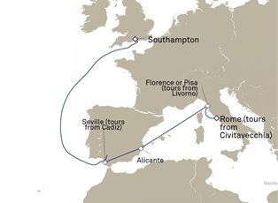 Queen Anne, 8 Nights Spain And Italy ex Southampton, England, UK to Civitavecchia (tours to Rome), Italy