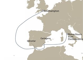 Queen Anne, 6 Nights Spain And Gibraltar ex Civitavecchia (tours to Rome), Italy to Southampton, England, UK