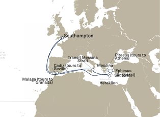 Queen Anne, 19 Nights Mediterranean And Greek Islands ex Southampton, England, UK Return