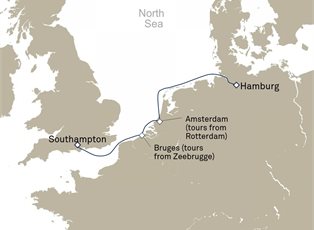 Queen Anne, 5 Nights Rotterdam And Zeebrugge ex Hamburg, Germany to Southampton, England, UK