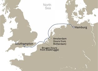 Queen Anne, 5 Nights Zeebrugge And Rotterdam ex Southampton, England, UK to Hamburg, Germany