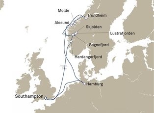 Queen Anne, 11 Nights Norwegian Fjords ex Southampton, England, UK Return