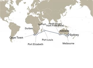 Queen Anne, 26 Nights Sydney To Cape Town ex Sydney, NSW, Australia to Cape Town, South Africa