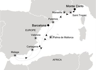 Silver Ray, 10 Nights Barcelona to Monte Carlo ex Barcelona, Spain to Monte Carlo, Monaco Silver Ray, 10 Nights Barcelona to Monte Carlo ex Barcelona, Spain to Monte Carlo, Monaco