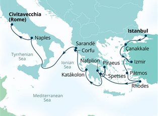 Seabourn Quest, 14 Night Turkey, Greece & Roman Gems ex Istanbul, Turkey to Rome (Civitavecchia), Italy Seabourn Quest, 14 Night Turkey, Greece & Roman Gems ex Istanbul, Turkey to Rome (Civitavecchia), Italy