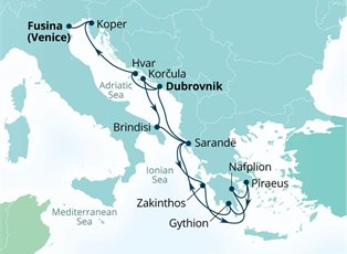 Seabourn Quest, 14 Night Grecian Gems, Adriatic & Dalmatian Delights ex Dubrovnik, Croatia to Fusina, Italy Seabourn Quest, 14 Night Grecian Gems, Adriatic & Dalmatian Delights ex Dubrovnik, Croatia to Fusina, Italy