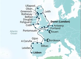Seabourn Ovation, 29 Night Spain, France & British Isles Explorer ex Lisbon, Portugal to Dover, England Seabourn Ovation, 29 Night Spain, France & British Isles Explorer ex Lisbon, Portugal to Dover, England