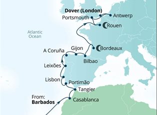 Seabourn Ovation, 28 Night Atlantic Passage & Iberian Peninsula ex Bridgetown, Barbados to Dover, England Seabourn Ovation, 28 Night Atlantic Passage & Iberian Peninsula ex Bridgetown, Barbados to Dover, England