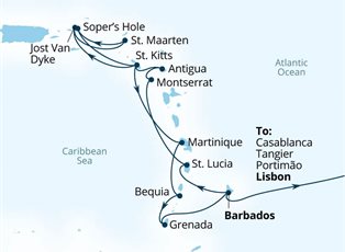 Seabourn Ovation, 27 Night Caribbean & Atlantic Passage ex Bridgetown, Barbados to Lisbon, Portugal Seabourn Ovation, 27 Night Caribbean & Atlantic Passage ex Bridgetown, Barbados to Lisbon, Portugal